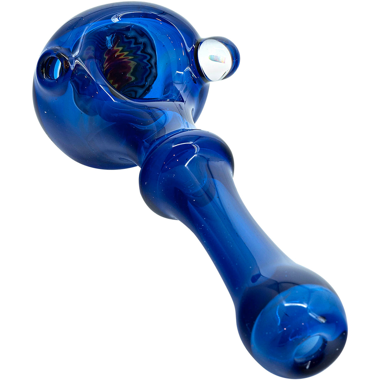 Ice Royal Blue Reversal Glass Spoon Pipe by Chris Lezak