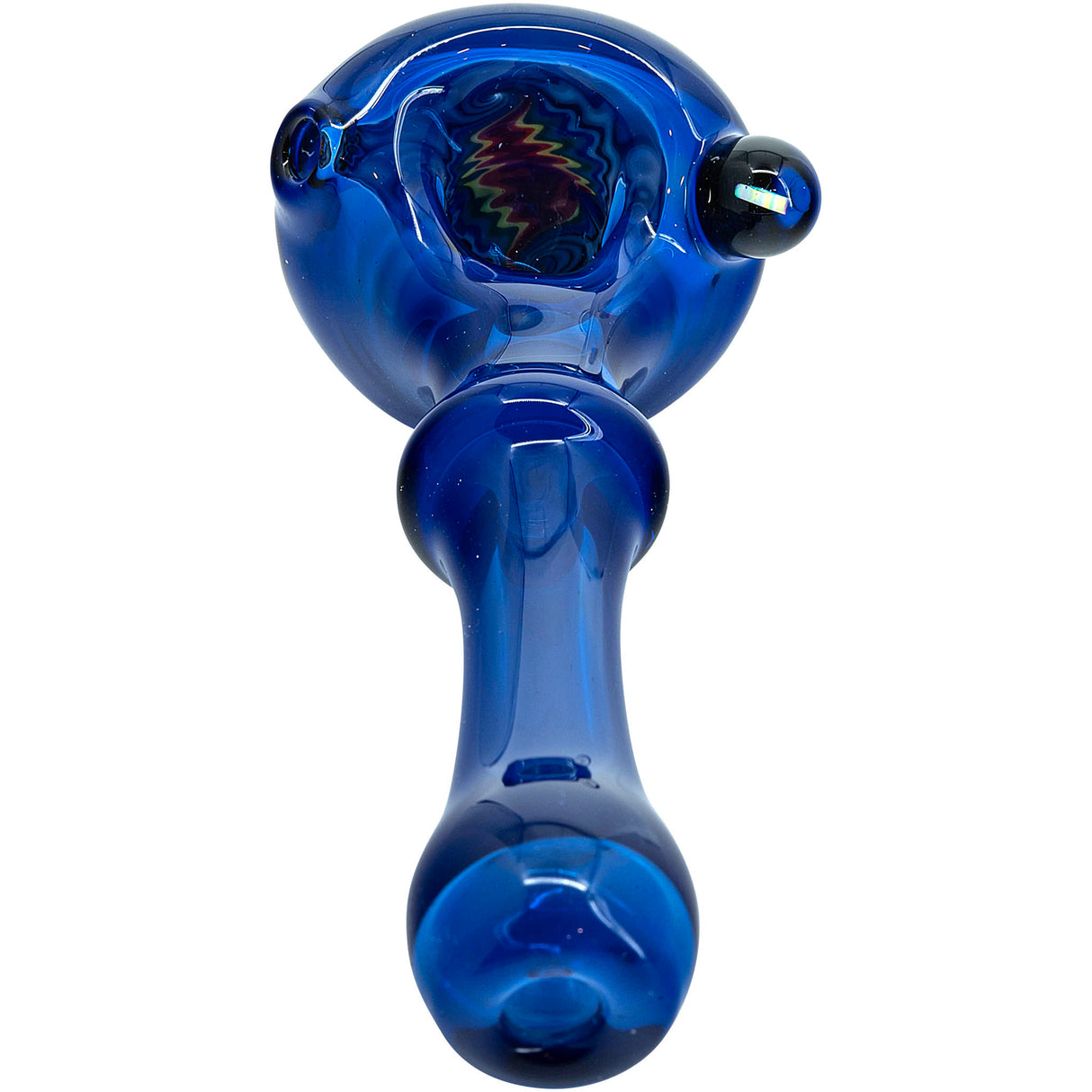 Ice Royal Blue Reversal Glass Spoon Pipe by Chris Lezak