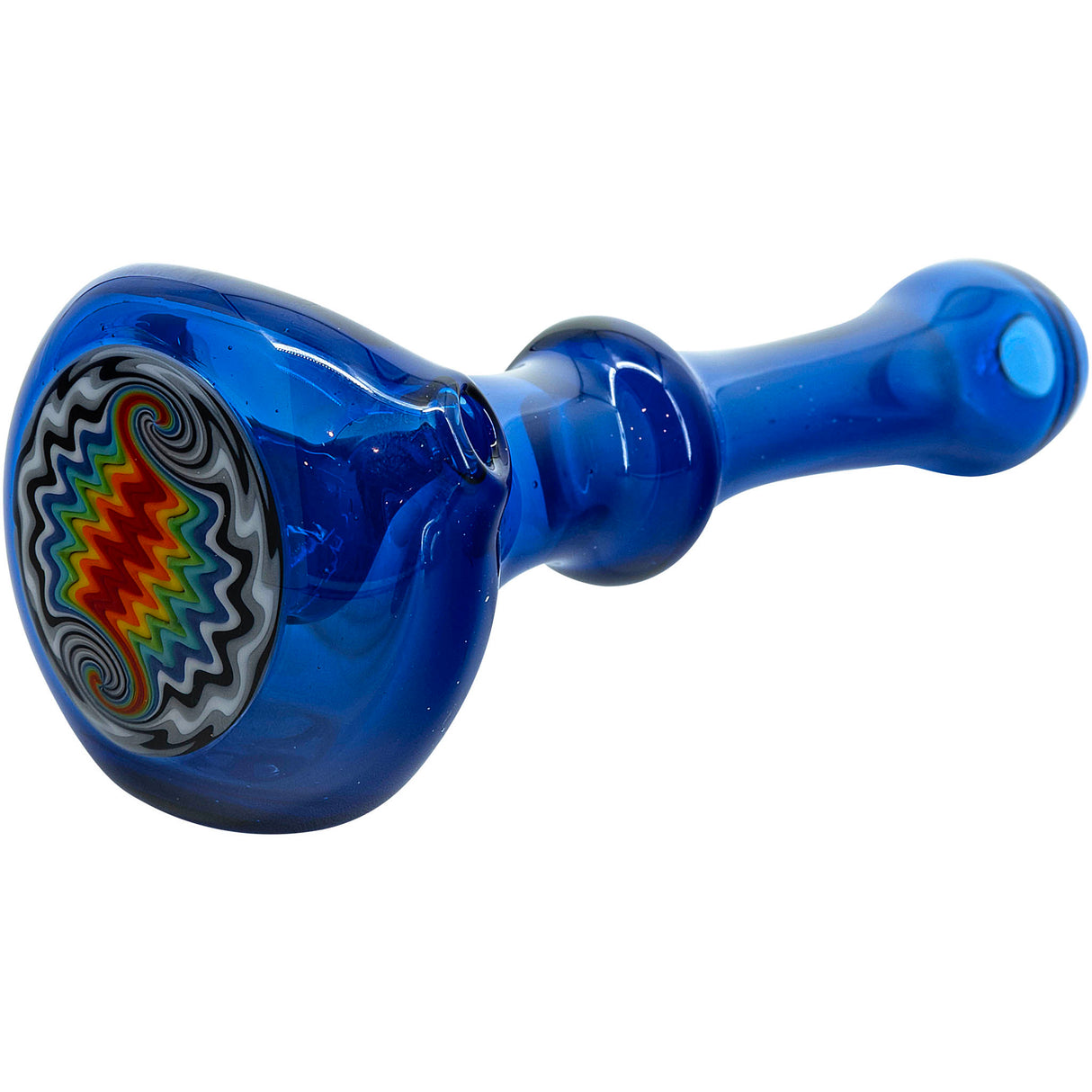 Ice Royal Blue Reversal Glass Spoon Pipe by Chris Lezak