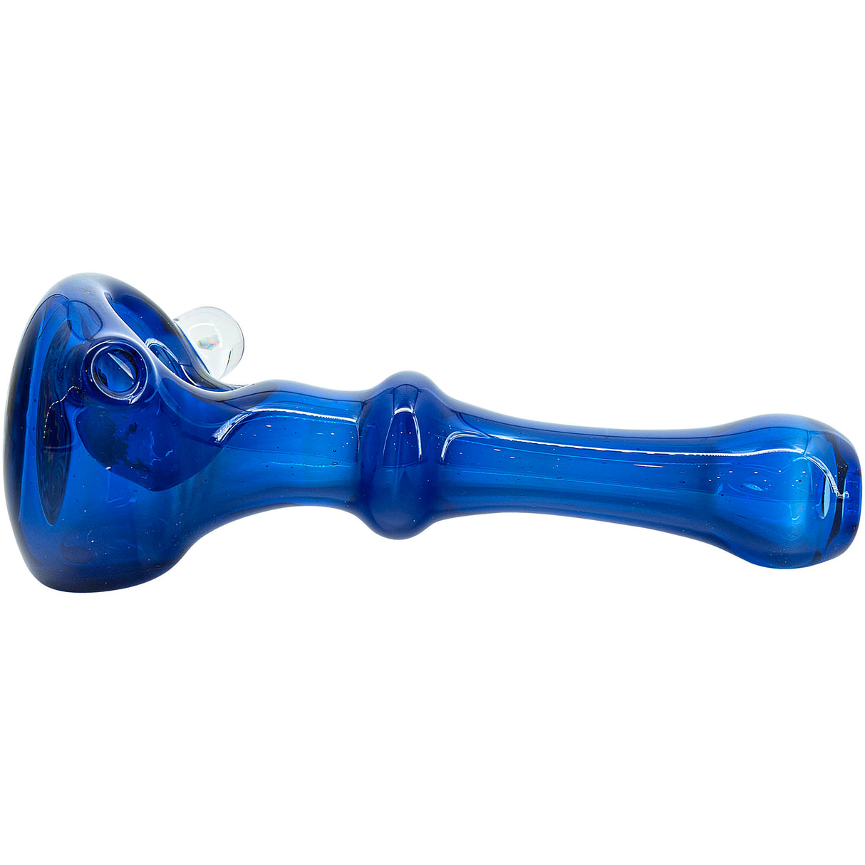 Ice Royal Blue Reversal Glass Spoon Pipe by Chris Lezak