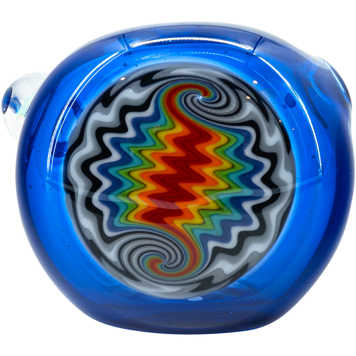 Ice Royal Blue Reversal Glass Spoon Pipe by Chris Lezak