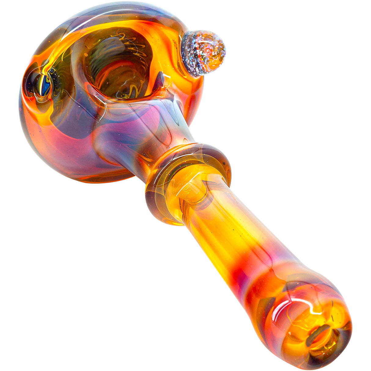 Fumed Amber Reversal Glass Spoon Pipe by Chris Lezak