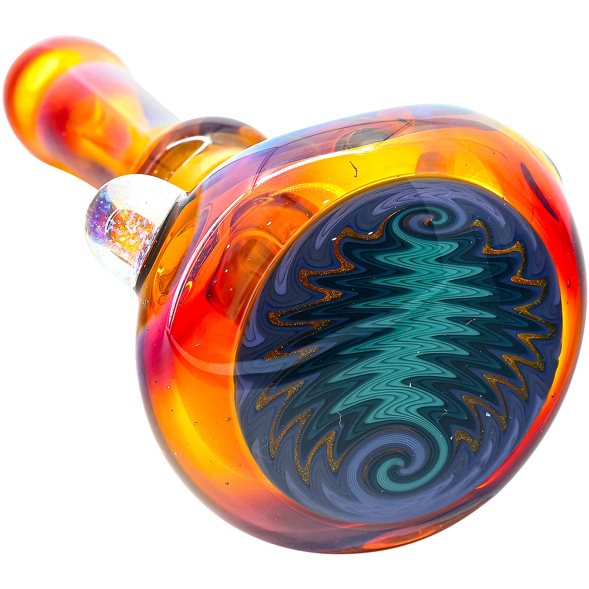 Fumed Amber Reversal Glass Spoon Pipe by Chris Lezak