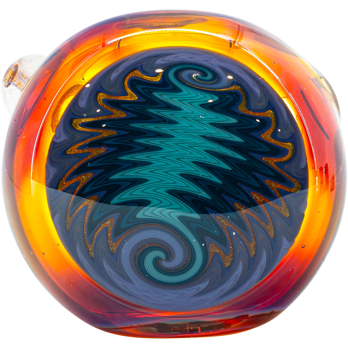 Fumed Amber Reversal Glass Spoon Pipe by Chris Lezak