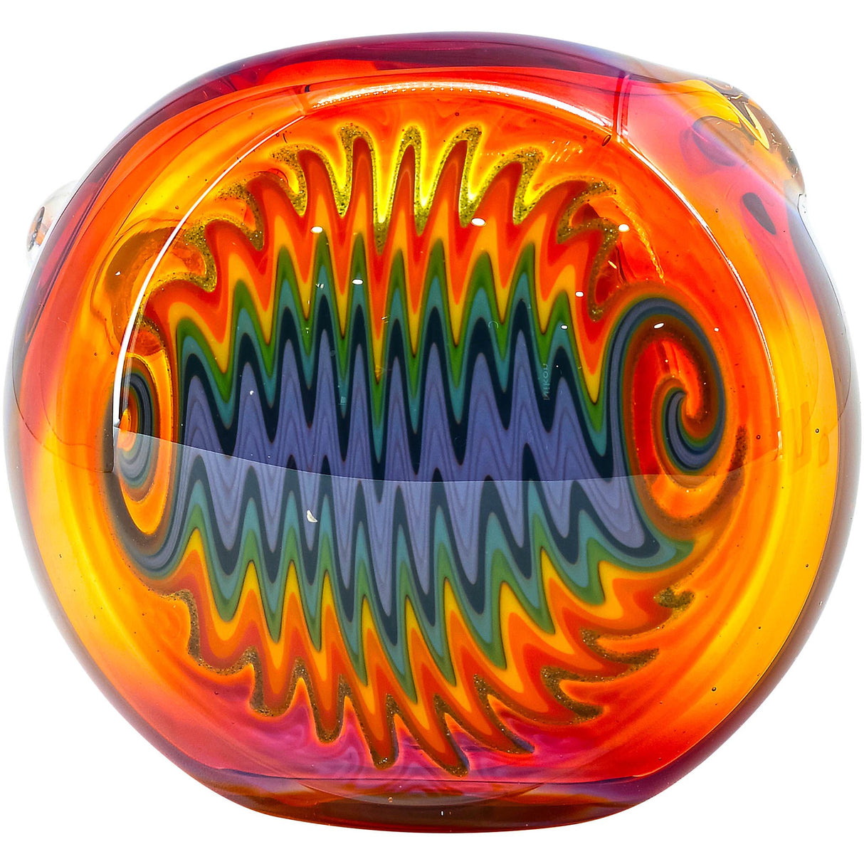 Fumed Amber Rainbow Reversal Glass Spoon Pipe by Chris Lezak