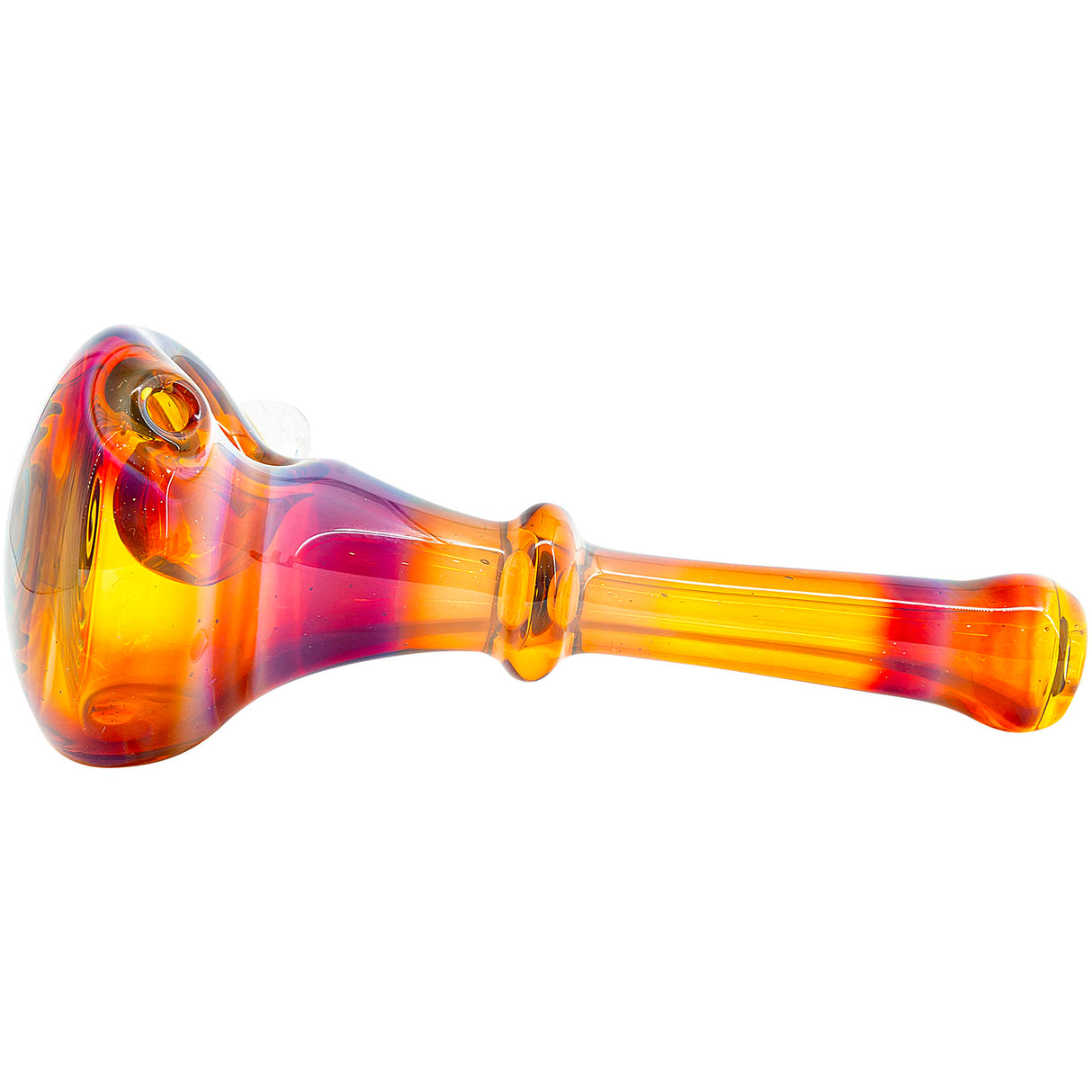 Fumed Amber Rainbow Reversal Glass Spoon Pipe by Chris Lezak