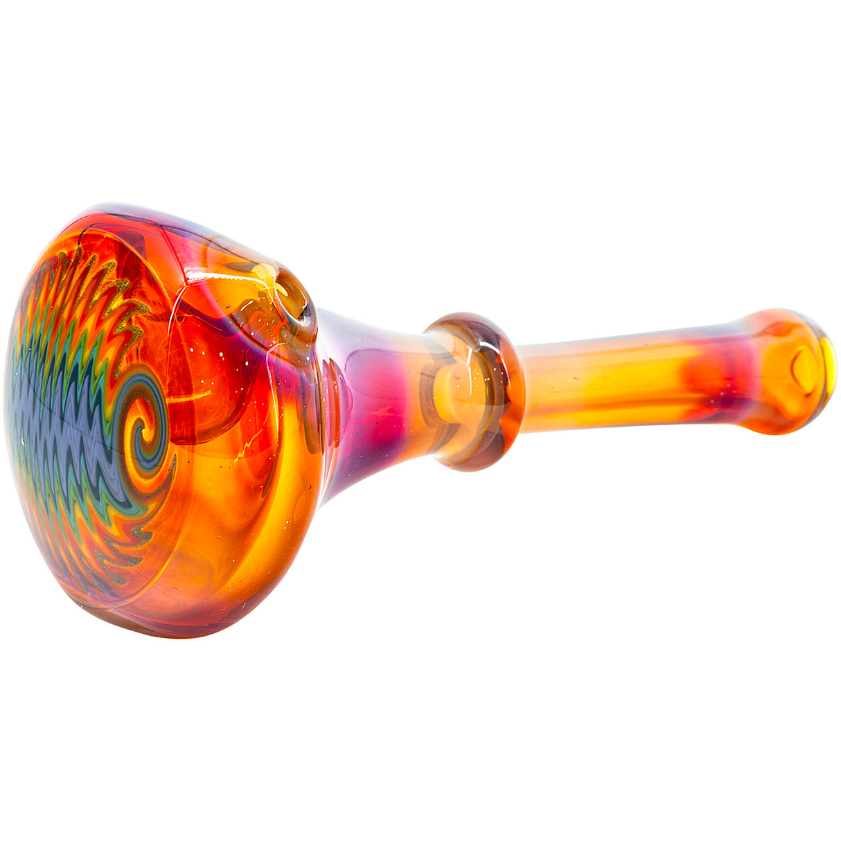 Fumed Amber Rainbow Reversal Glass Spoon Pipe by Chris Lezak
