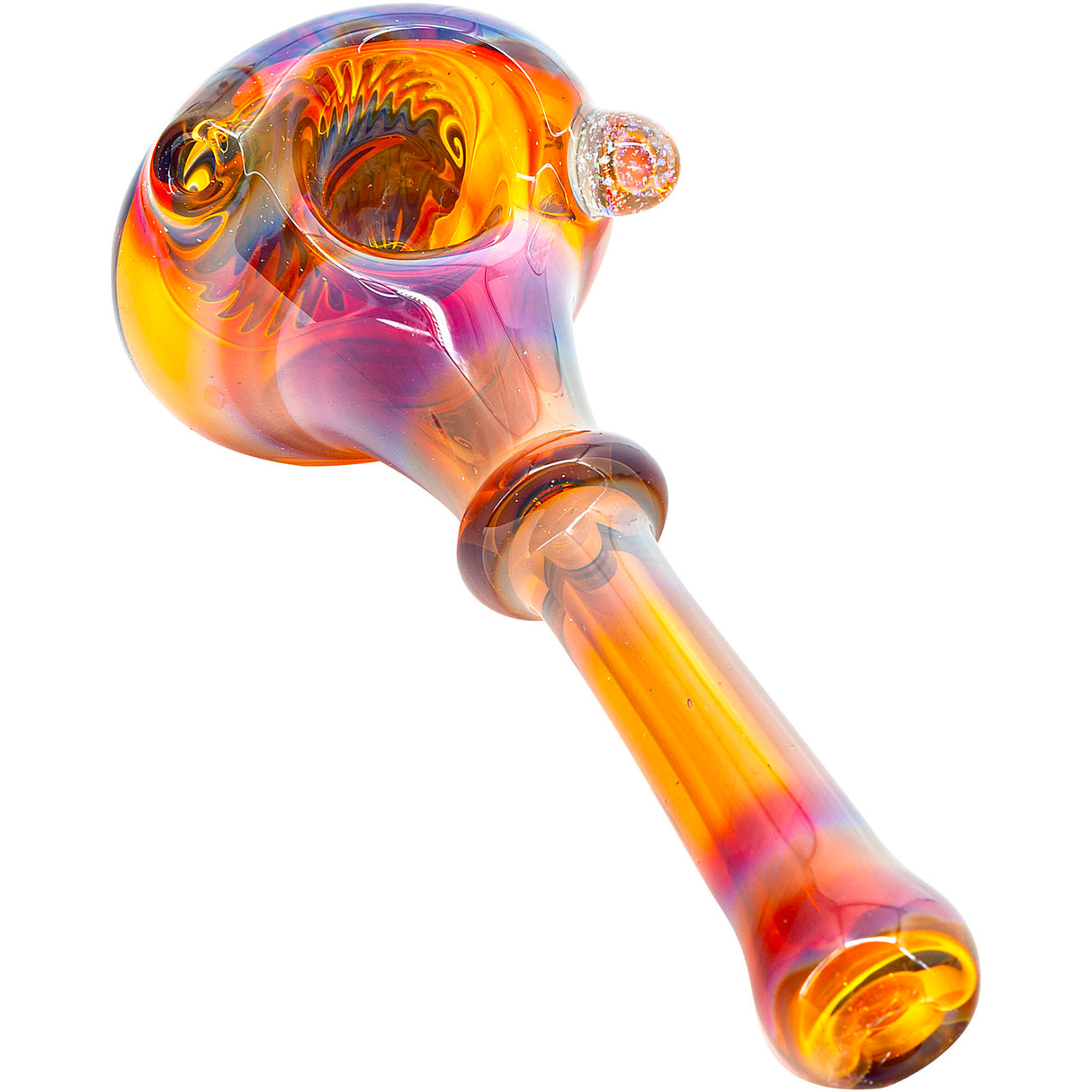 Fumed Amber Rainbow Reversal Glass Spoon Pipe by Chris Lezak