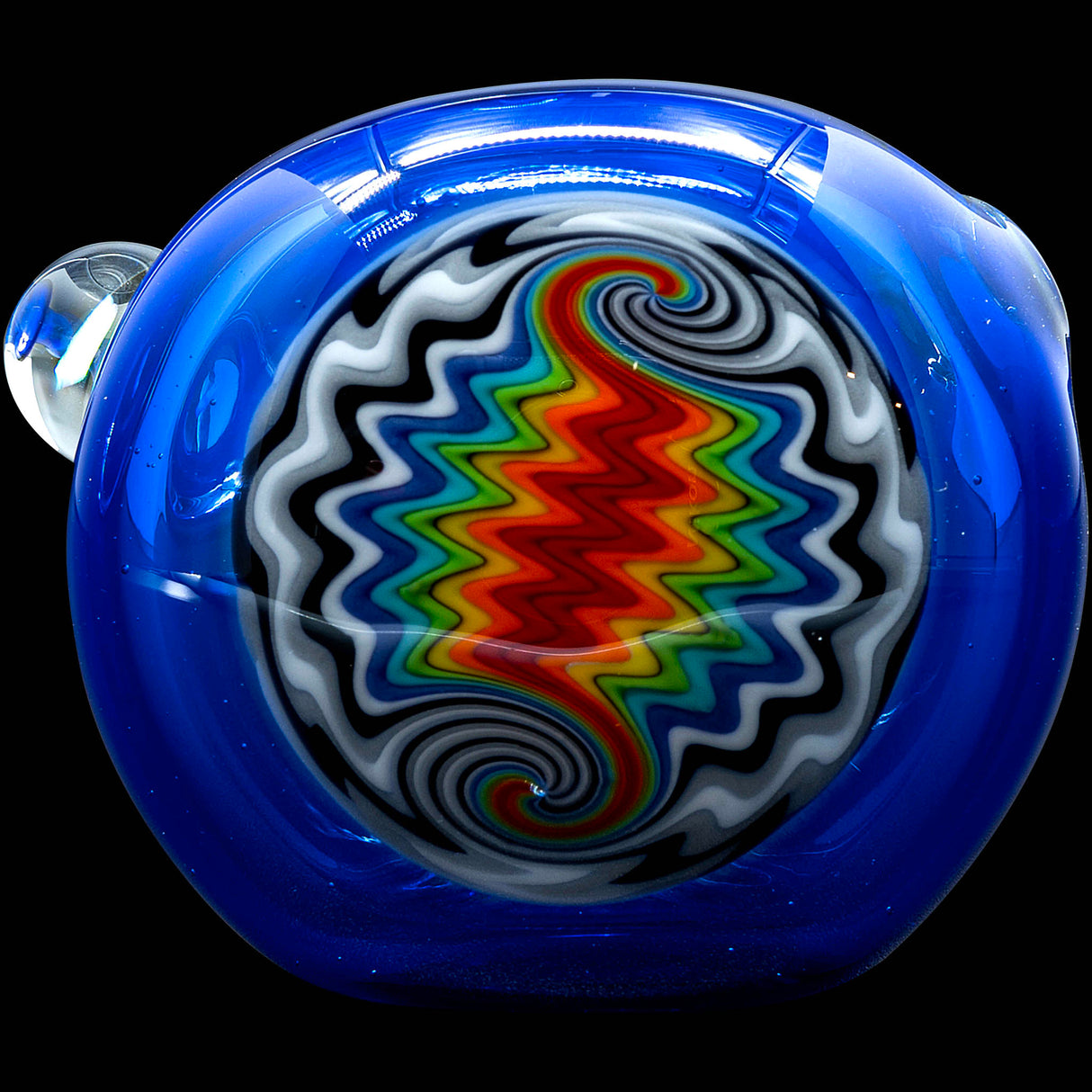 Ice Royal Blue Reversal Glass Spoon Pipe by Chris Lezak