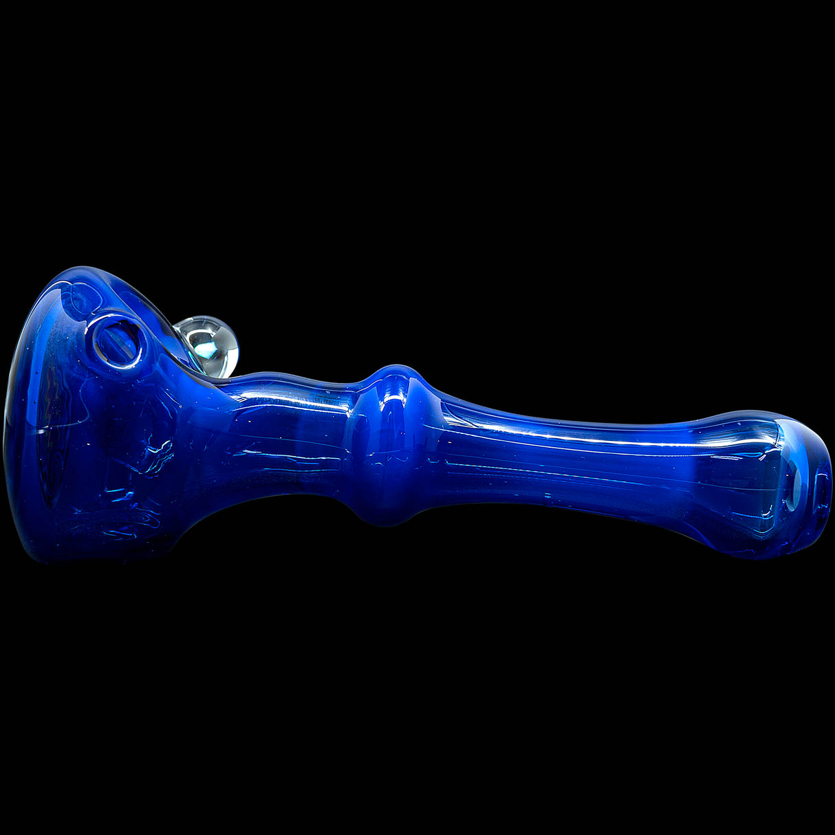 Ice Royal Blue Reversal Glass Spoon Pipe by Chris Lezak