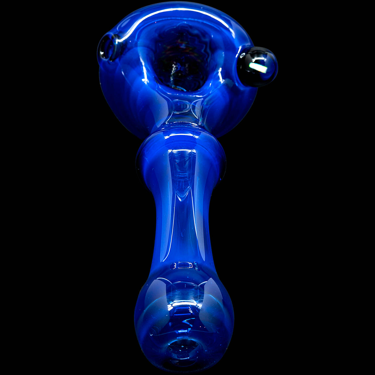 Ice Royal Blue Reversal Glass Spoon Pipe by Chris Lezak