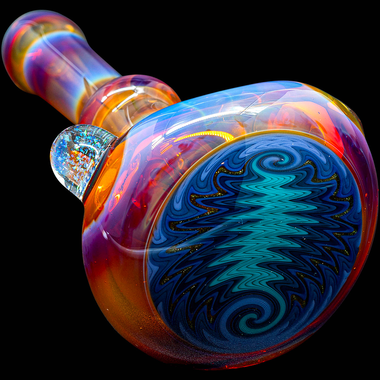 Fumed Amber Reversal Glass Spoon Pipe by Chris Lezak