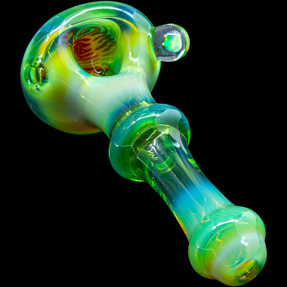 Kryptonite Green Reversal Glass Spoon Pipe by Chris Lezak