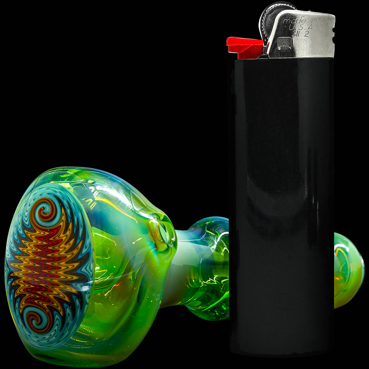 Kryptonite Green Reversal Glass Spoon Pipe by Chris Lezak