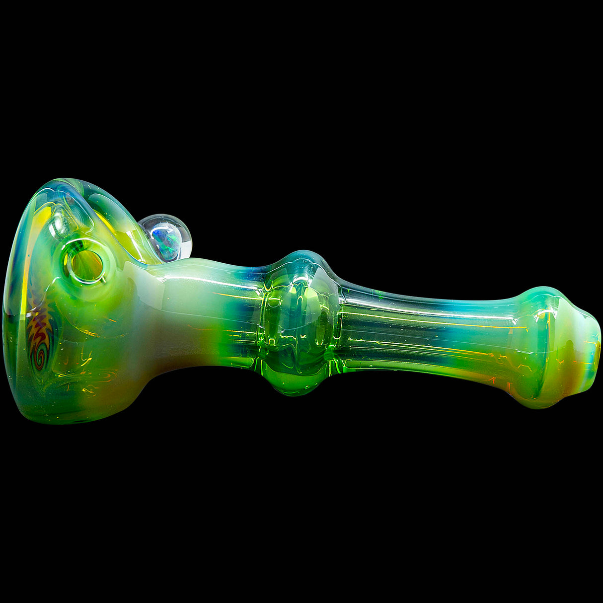 Kryptonite Green Reversal Glass Spoon Pipe by Chris Lezak
