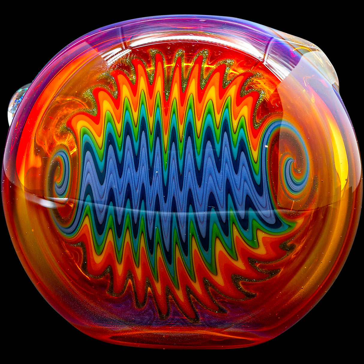 Fumed Amber Rainbow Reversal Glass Spoon Pipe by Chris Lezak