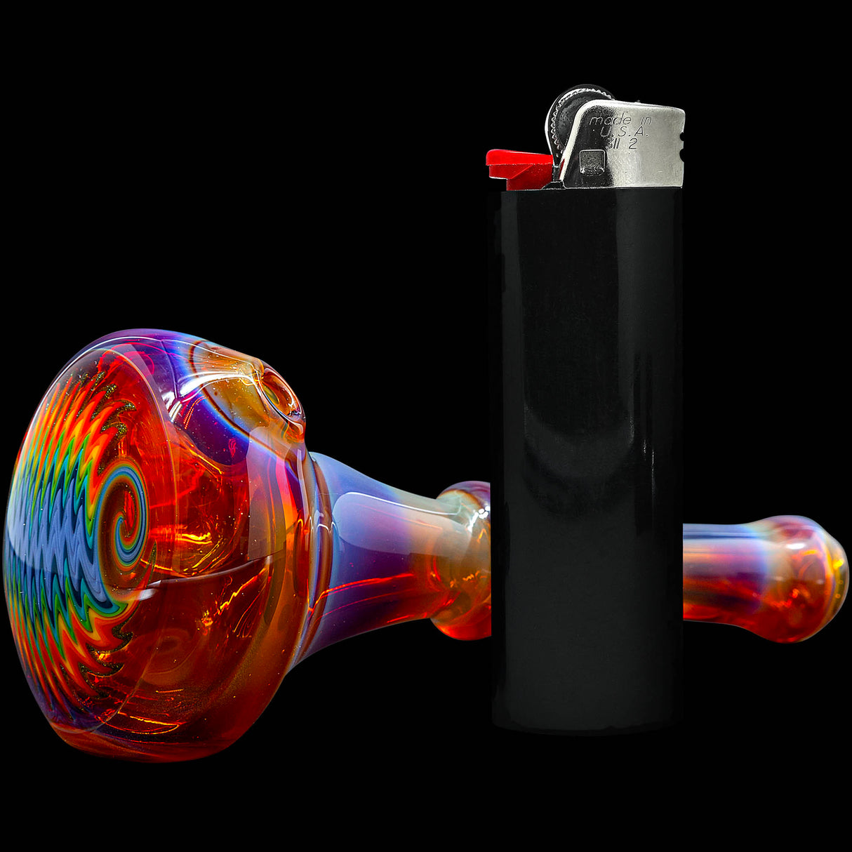 Fumed Amber Rainbow Reversal Glass Spoon Pipe by Chris Lezak