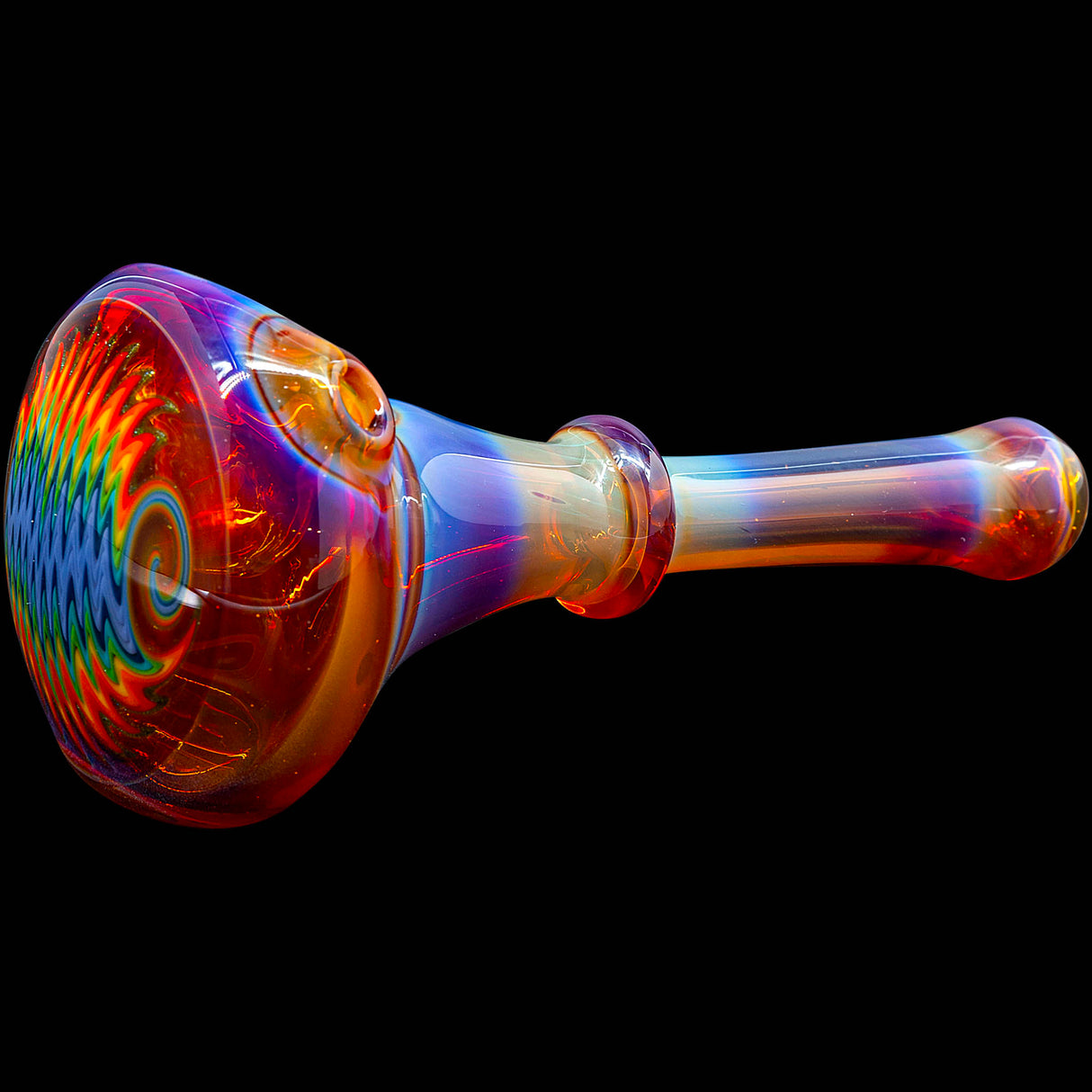 Fumed Amber Rainbow Reversal Glass Spoon Pipe by Chris Lezak