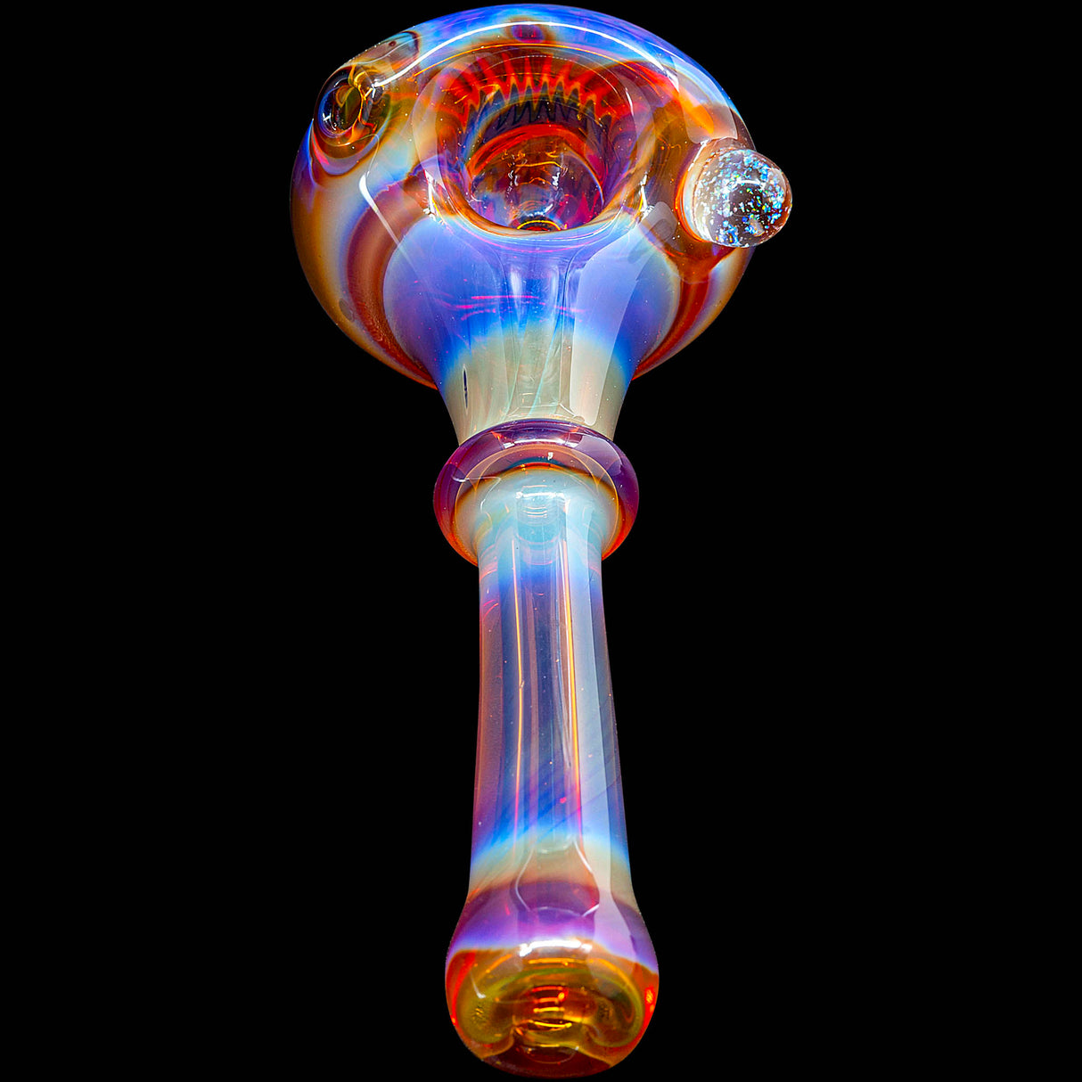 Fumed Amber Rainbow Reversal Glass Spoon Pipe by Chris Lezak
