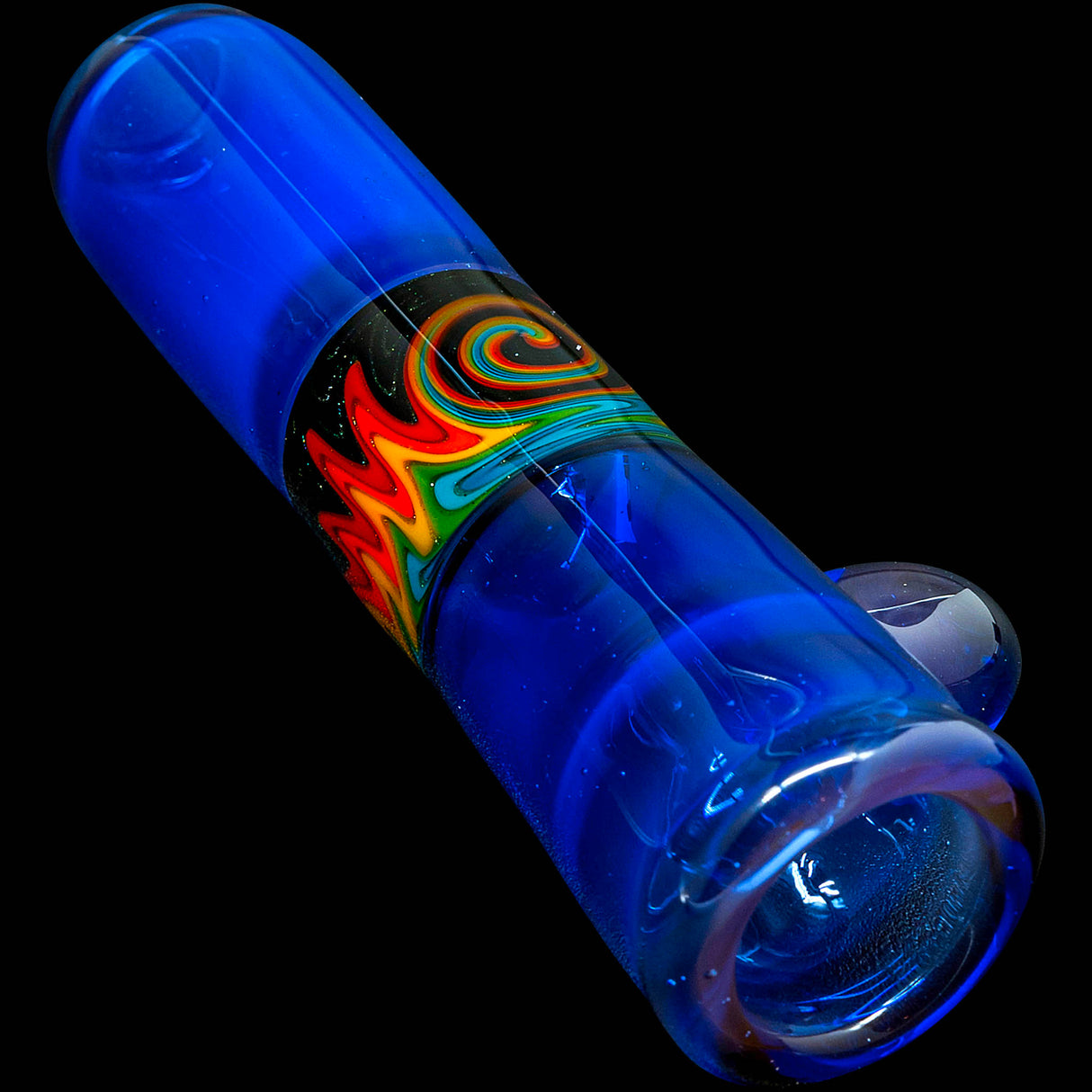 Royal Ice Blue Reversal Glass Chillum by Chris Lezak