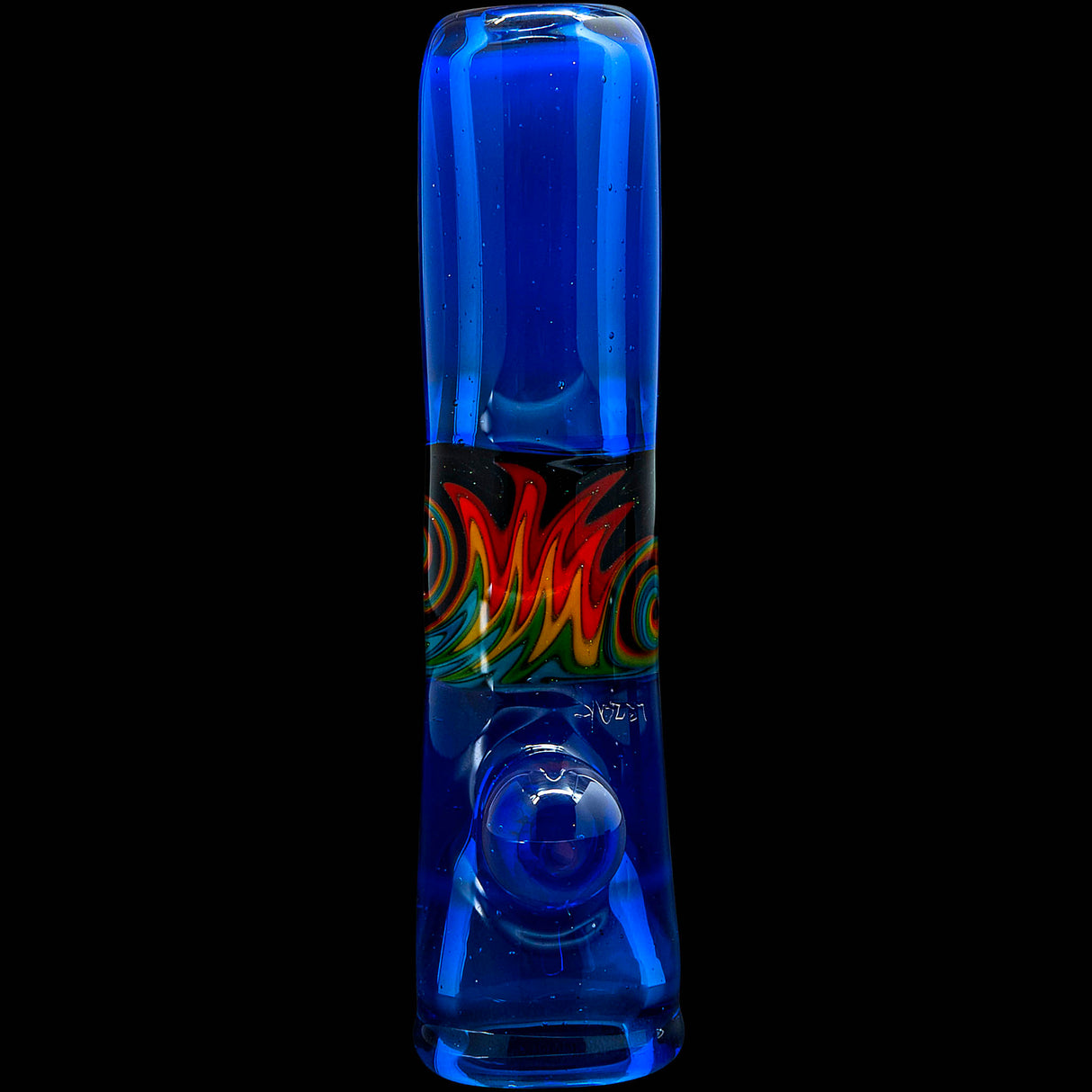 Royal Ice Blue Reversal Glass Chillum by Chris Lezak