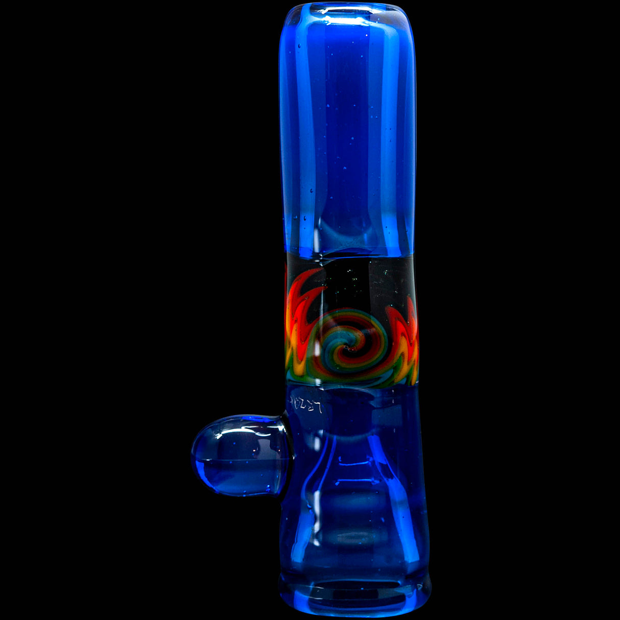 Royal Ice Blue Reversal Glass Chillum by Chris Lezak