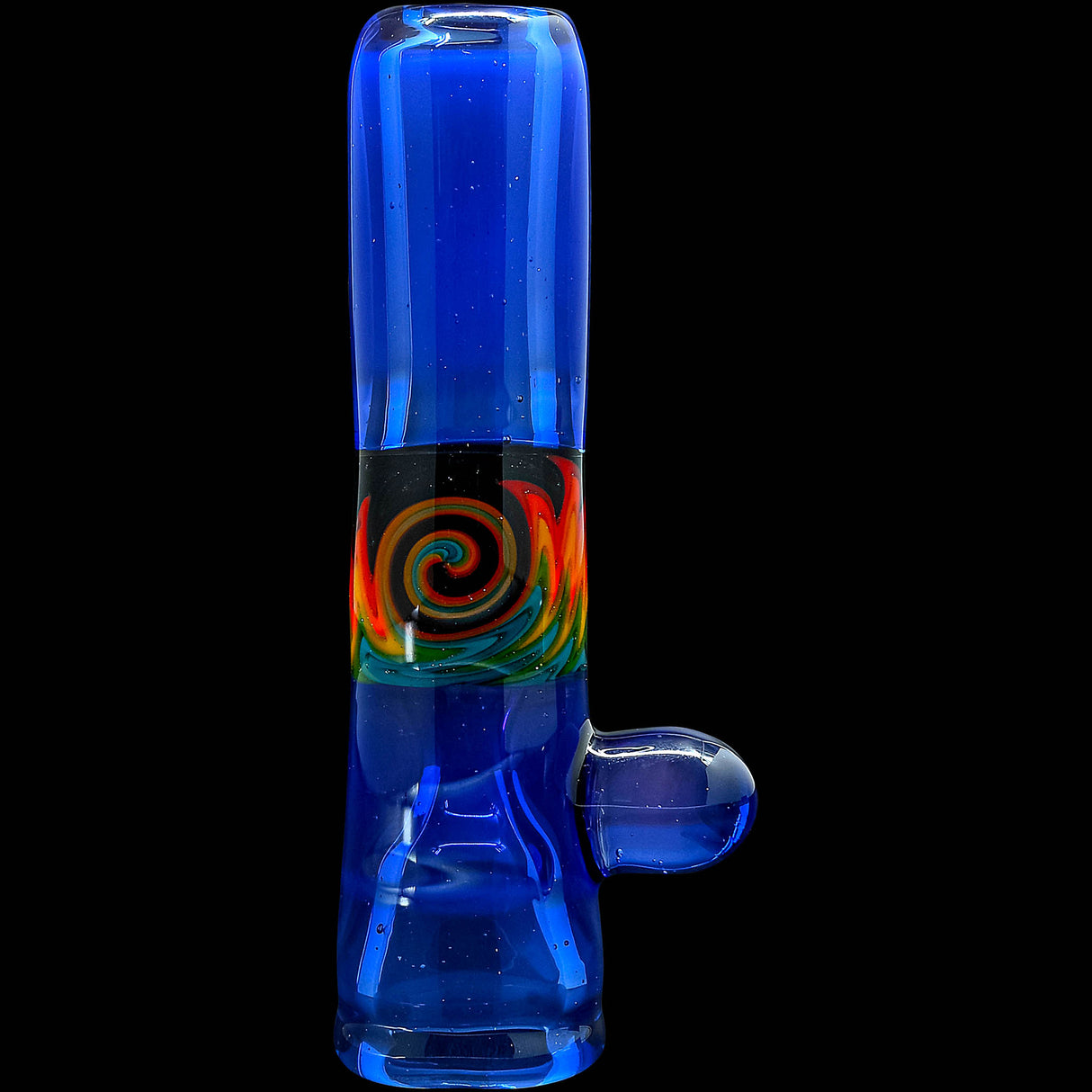 Royal Ice Blue Reversal Glass Chillum by Chris Lezak