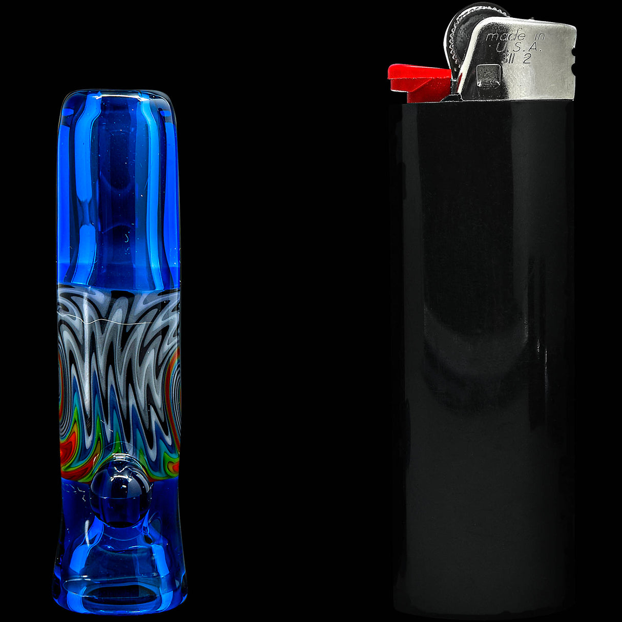 Ice Royal Blue Reversal Glass Chillum by Chris Lezak