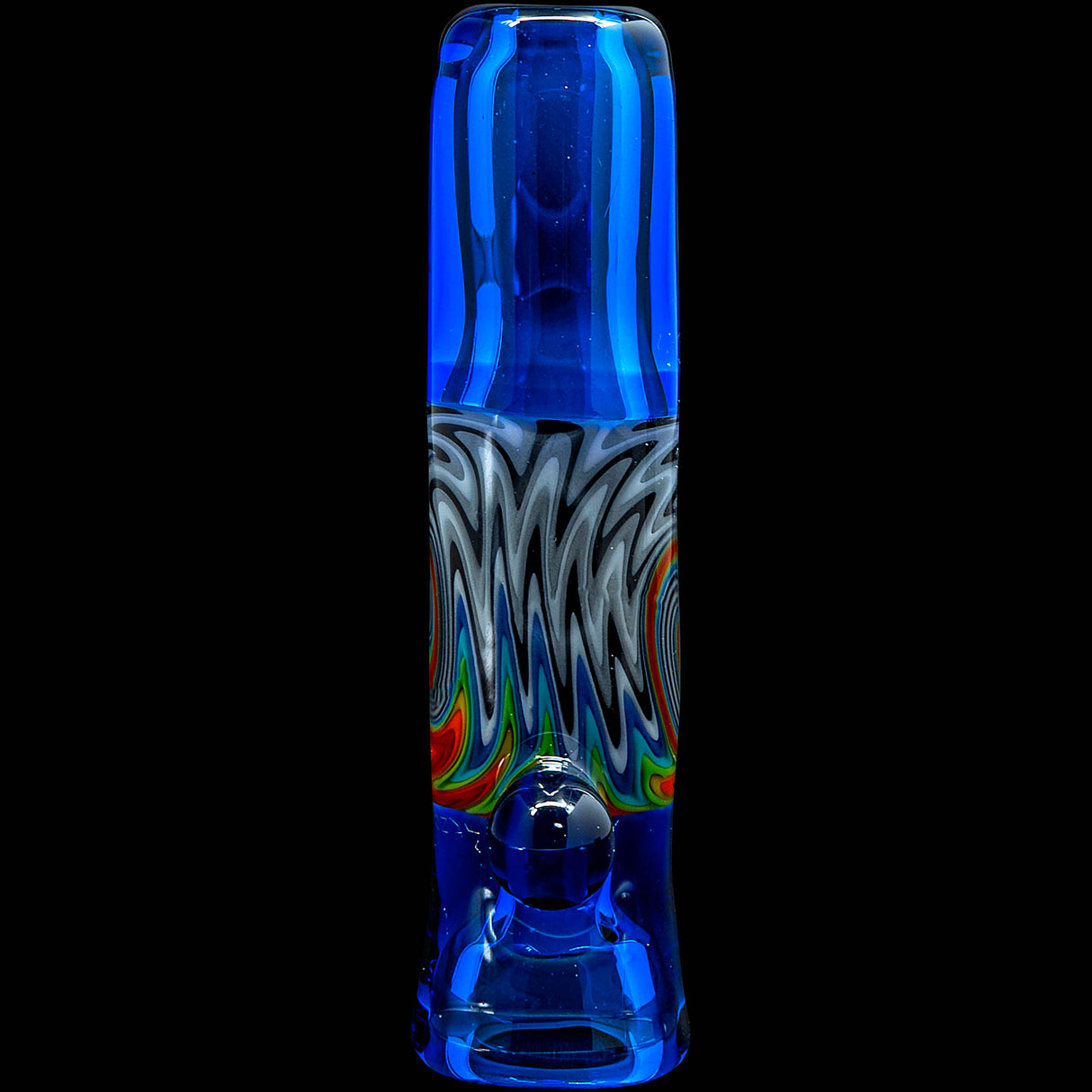 Ice Royal Blue Reversal Glass Chillum by Chris Lezak