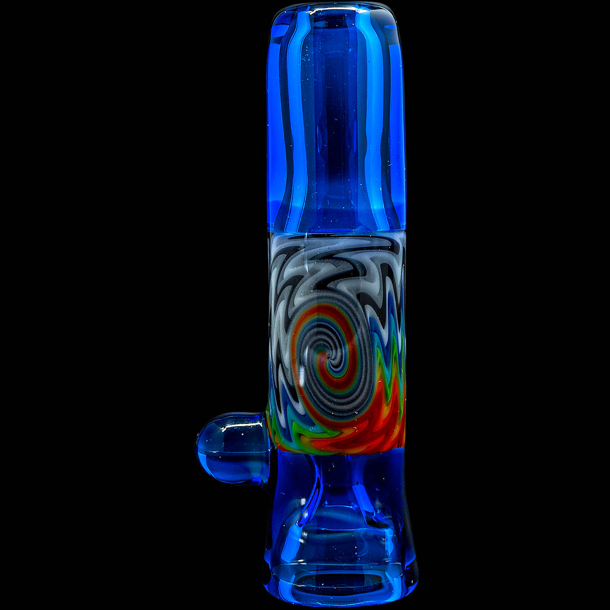 Ice Royal Blue Reversal Glass Chillum by Chris Lezak
