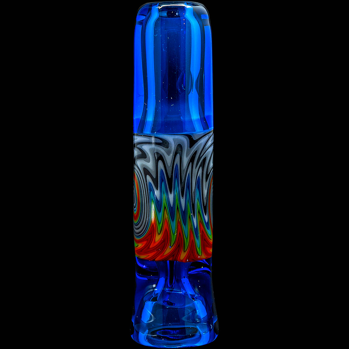 Ice Royal Blue Reversal Glass Chillum by Chris Lezak