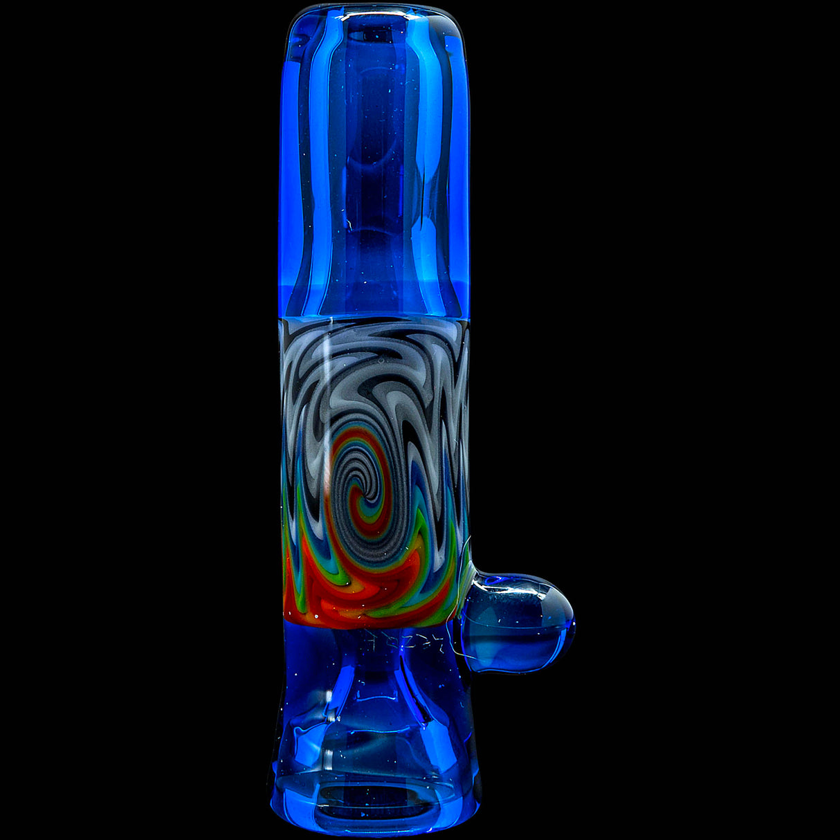 Ice Royal Blue Reversal Glass Chillum by Chris Lezak