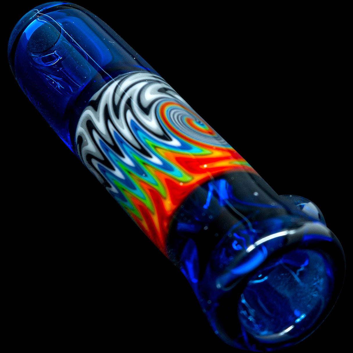 Ice Royal Blue Reversal Glass Chillum by Chris Lezak