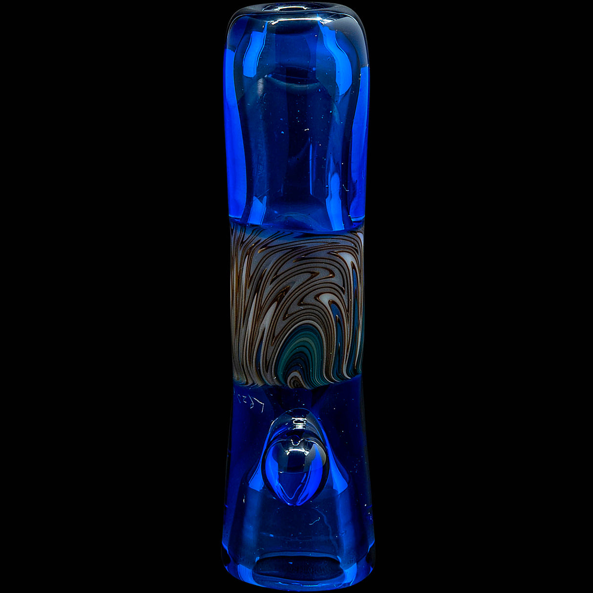 Royal Blue Reversal Glass Chillum by Chris Lezak