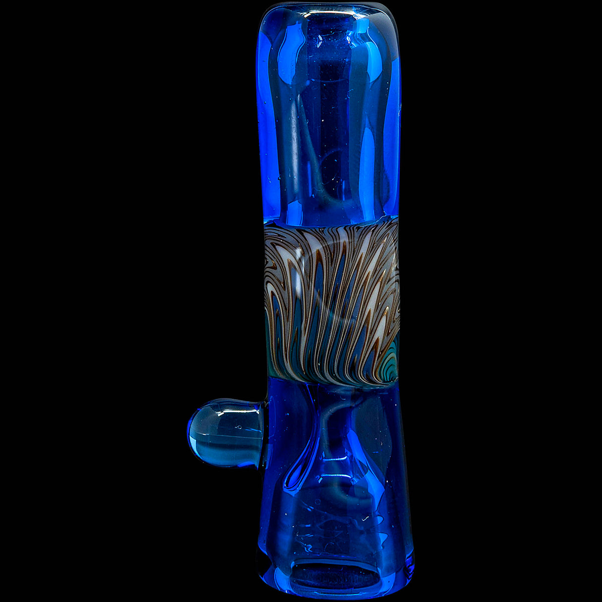 Royal Blue Reversal Glass Chillum by Chris Lezak
