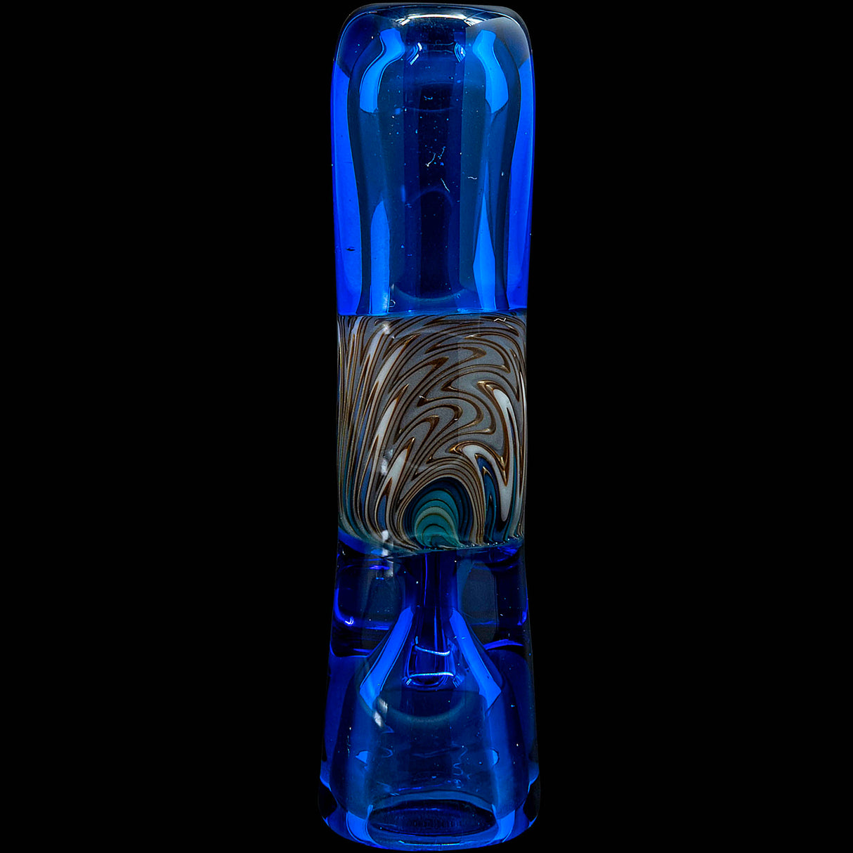 Royal Blue Reversal Glass Chillum by Chris Lezak