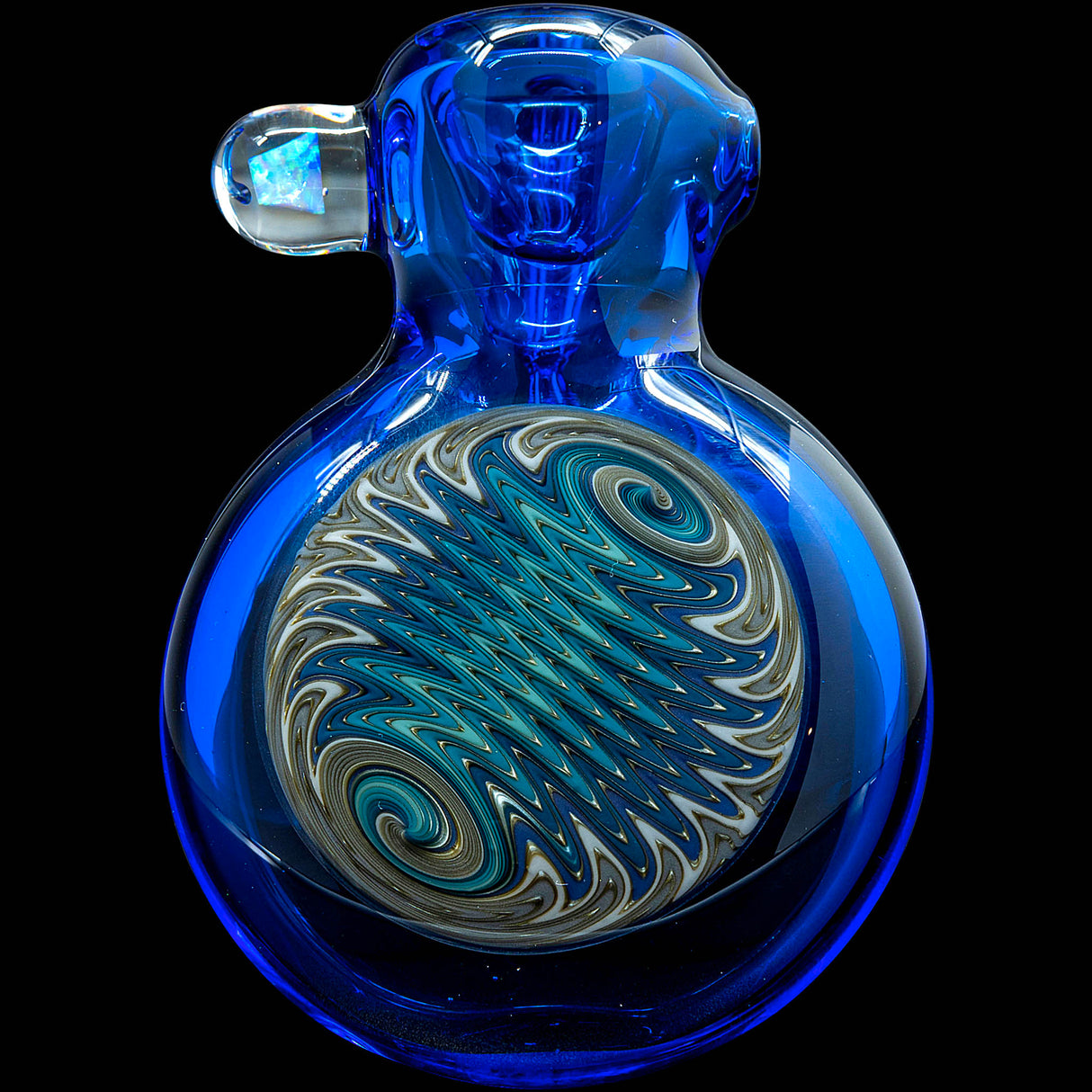 Electric Blue Wig Wag Reversal Sherlock Glass Pipe by Chris Lezak