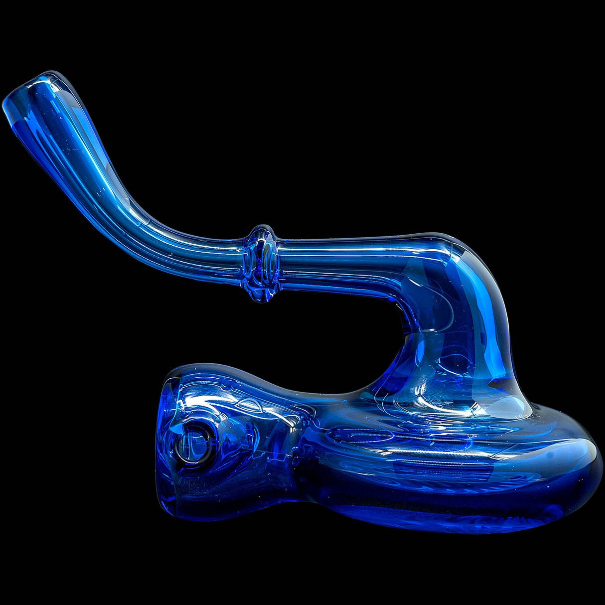 Electric Blue Wig Wag Reversal Sherlock Glass Pipe by Chris Lezak