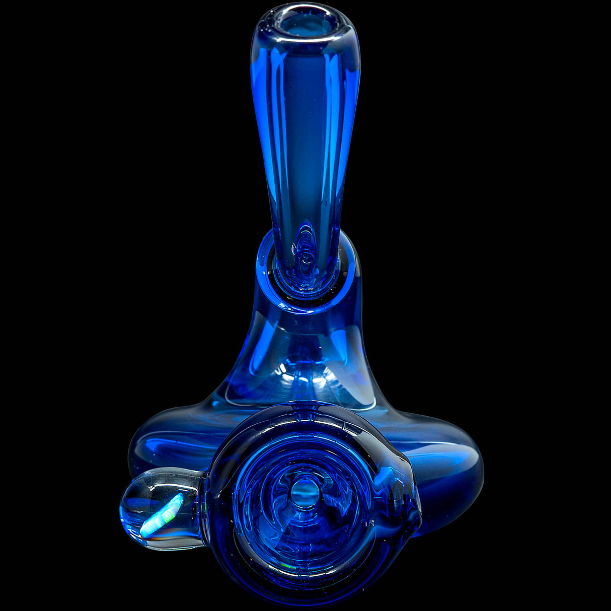 Electric Blue Wig Wag Reversal Sherlock Glass Pipe by Chris Lezak