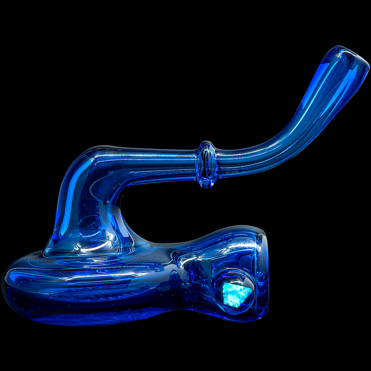 Electric Blue Wig Wag Reversal Sherlock Glass Pipe by Chris Lezak
