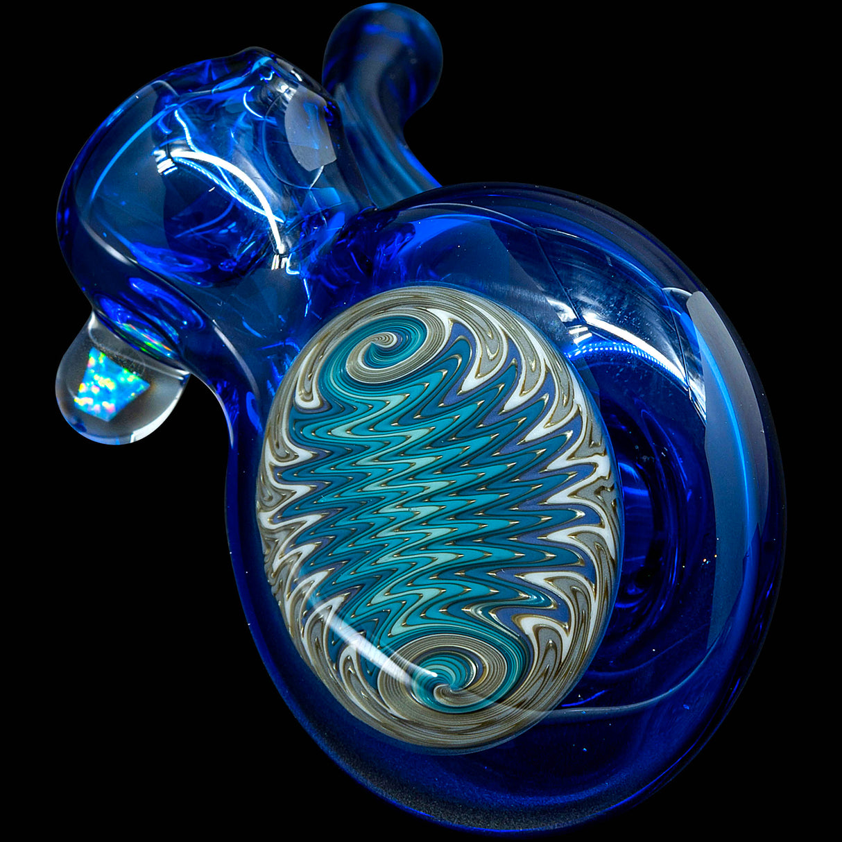 Electric Blue Wig Wag Reversal Sherlock Glass Pipe by Chris Lezak