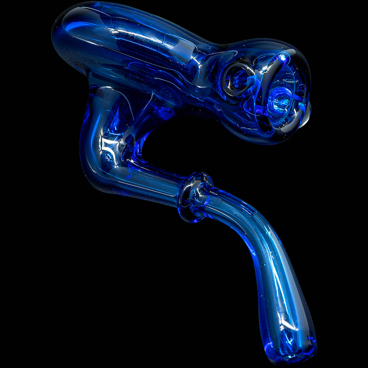 Electric Blue Wig Wag Reversal Sherlock Glass Pipe by Chris Lezak