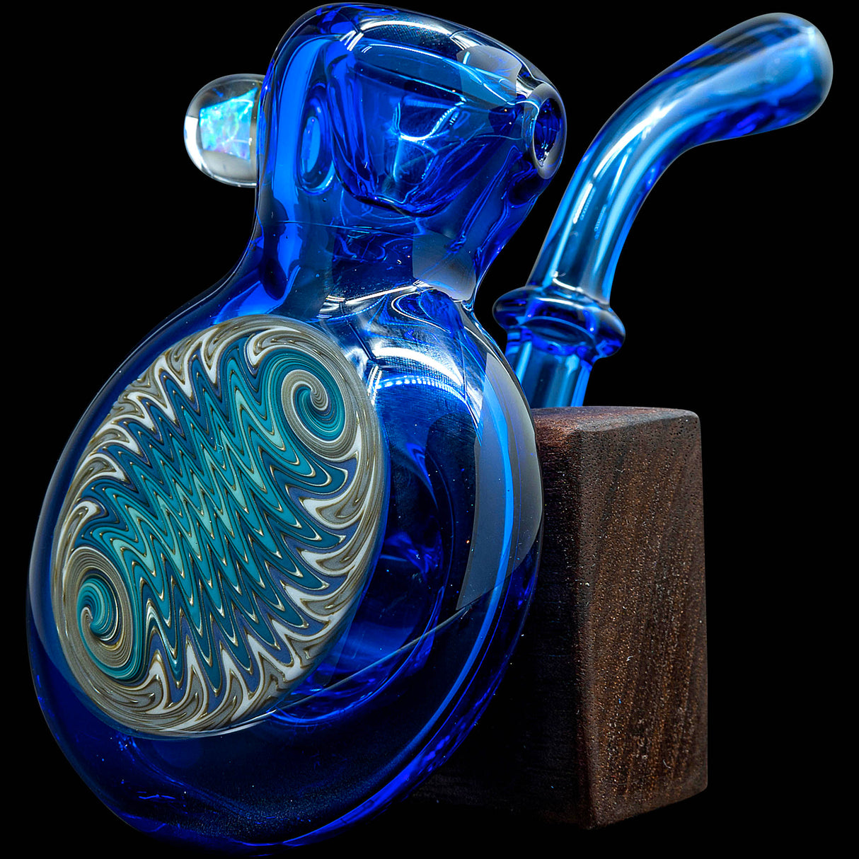 Electric Blue Wig Wag Reversal Sherlock Glass Pipe by Chris Lezak