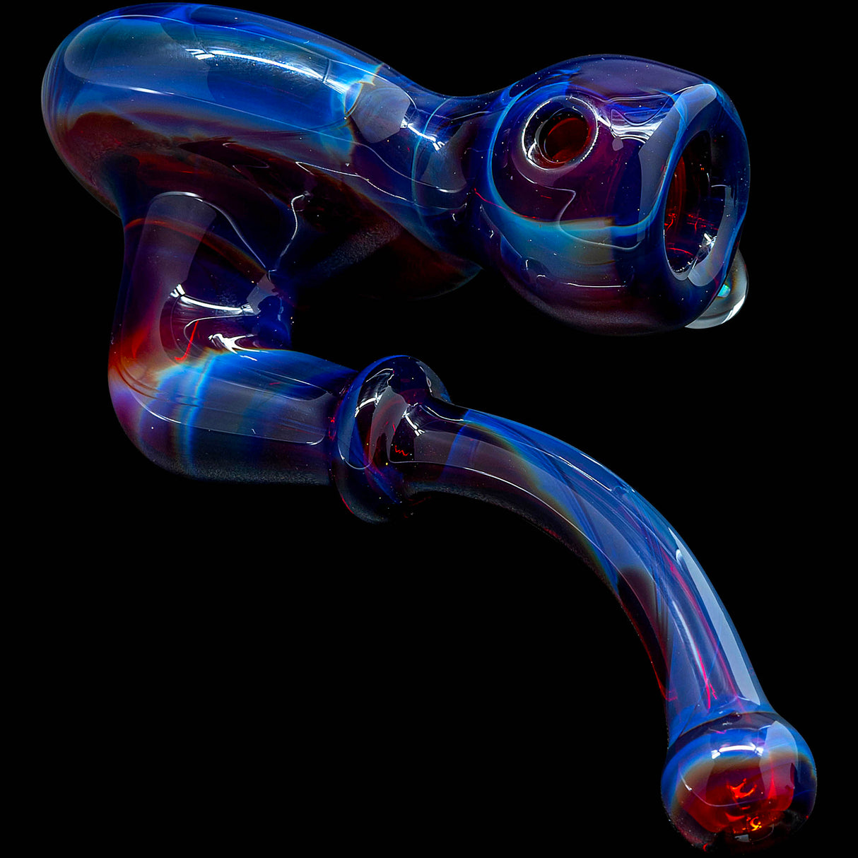 Fumed Ruby Red Reversal Sherlock Glass Pipe by Chris Lezak
