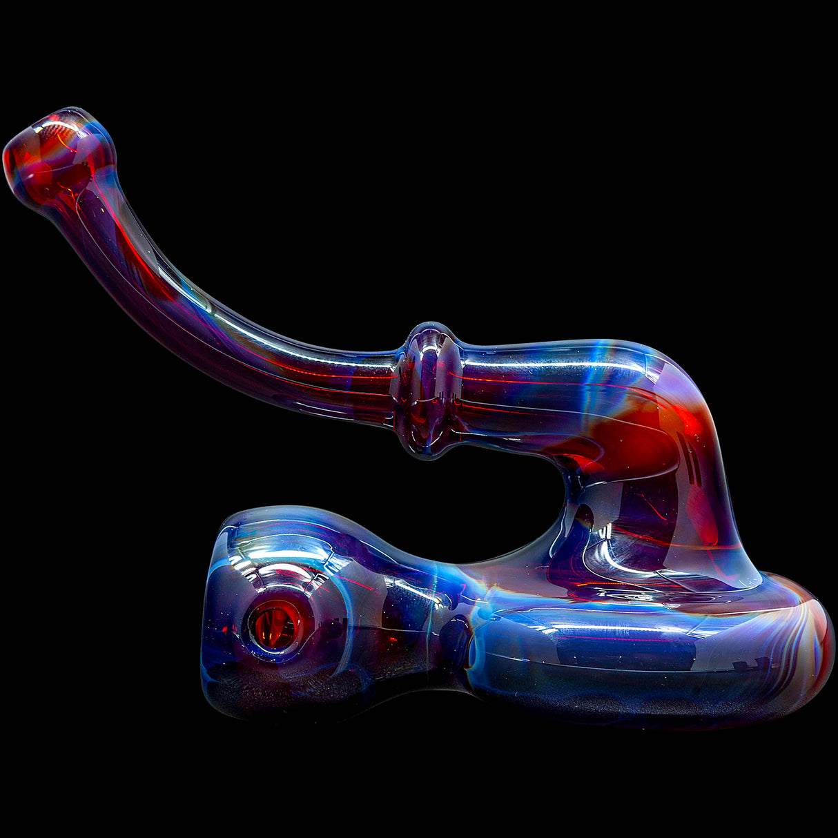 Fumed Ruby Red Reversal Sherlock Glass Pipe by Chris Lezak