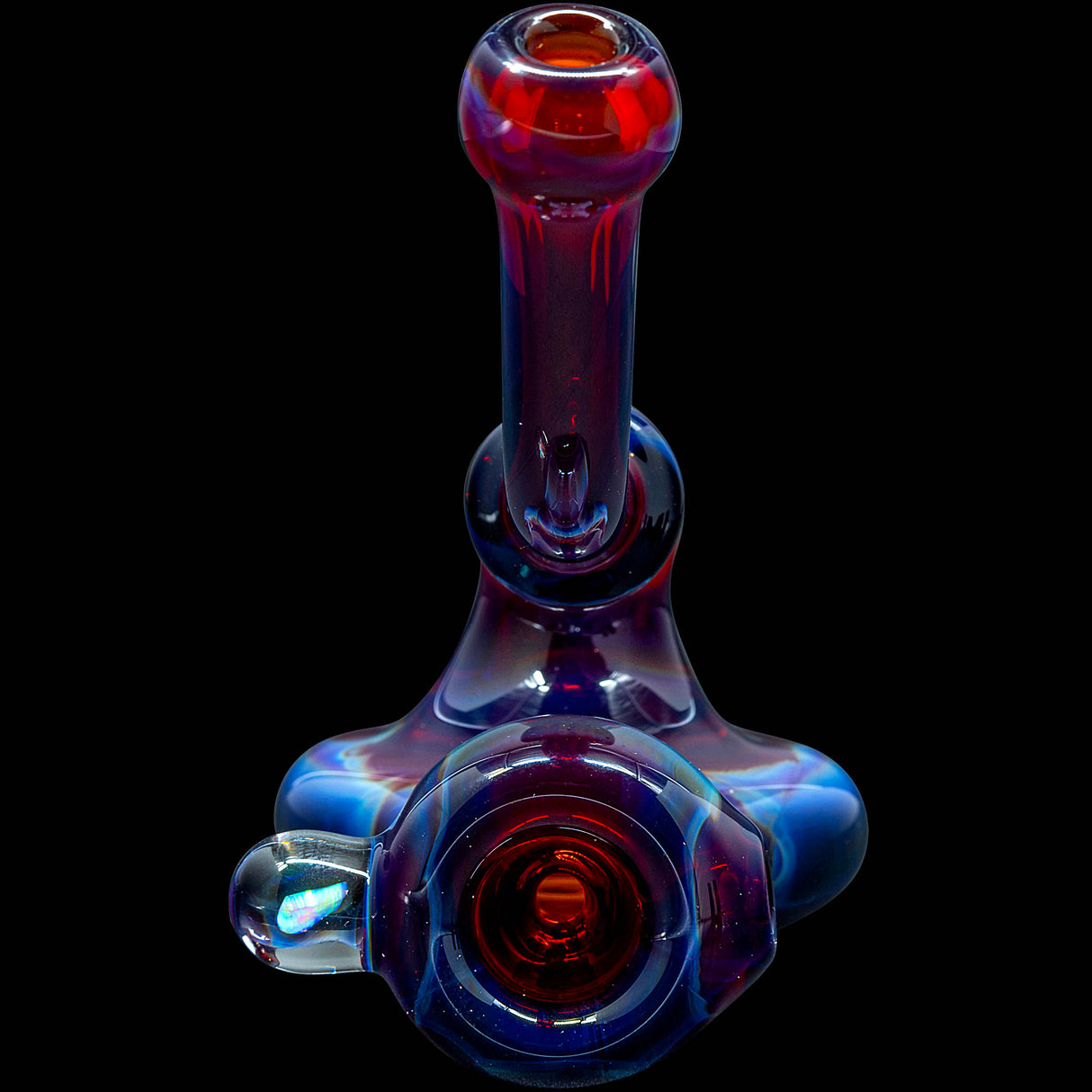 Fumed Ruby Red Reversal Sherlock Glass Pipe by Chris Lezak