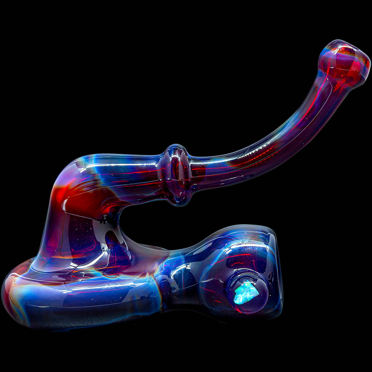 Fumed Ruby Red Reversal Sherlock Glass Pipe by Chris Lezak