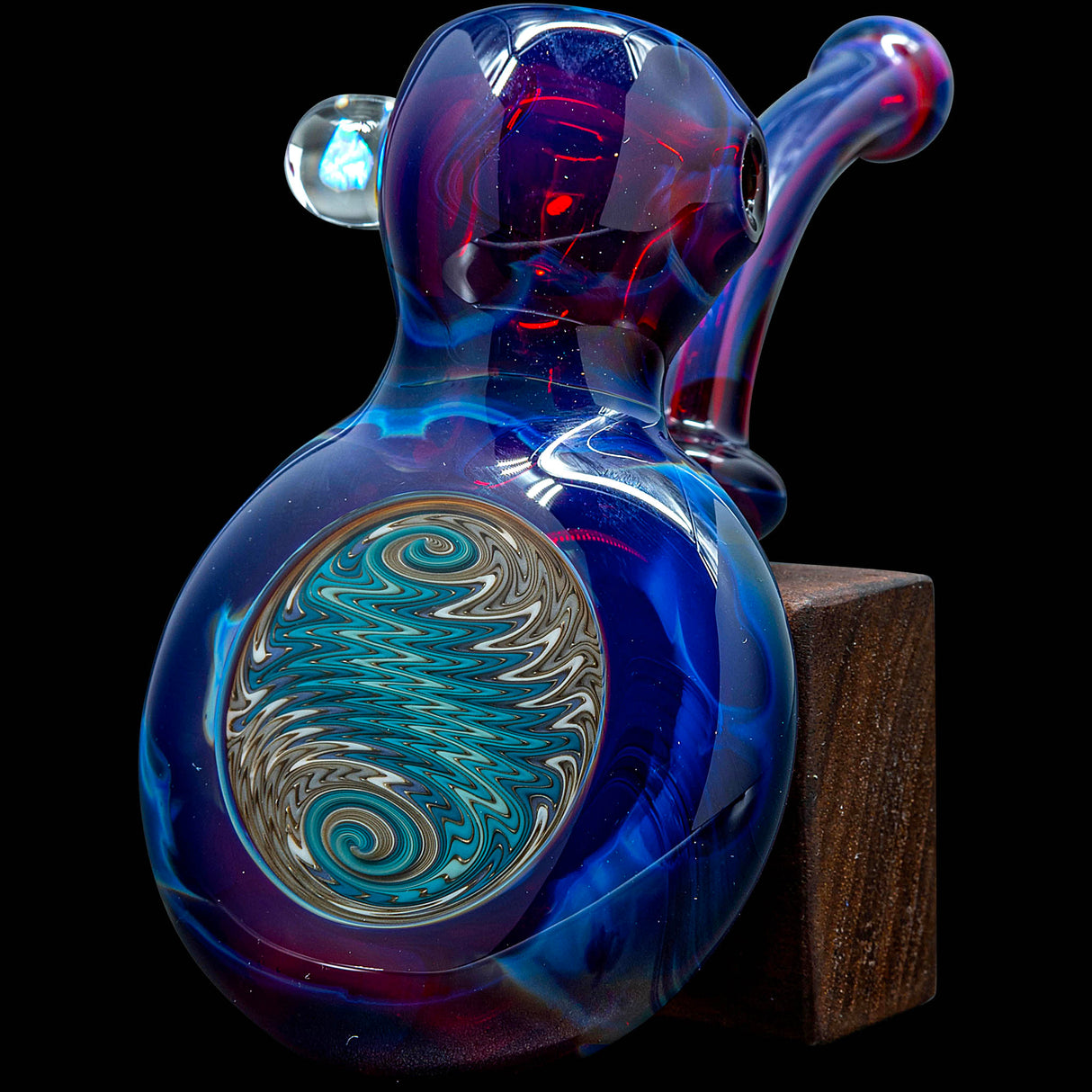 Fumed Ruby Red Reversal Sherlock Glass Pipe by Chris Lezak