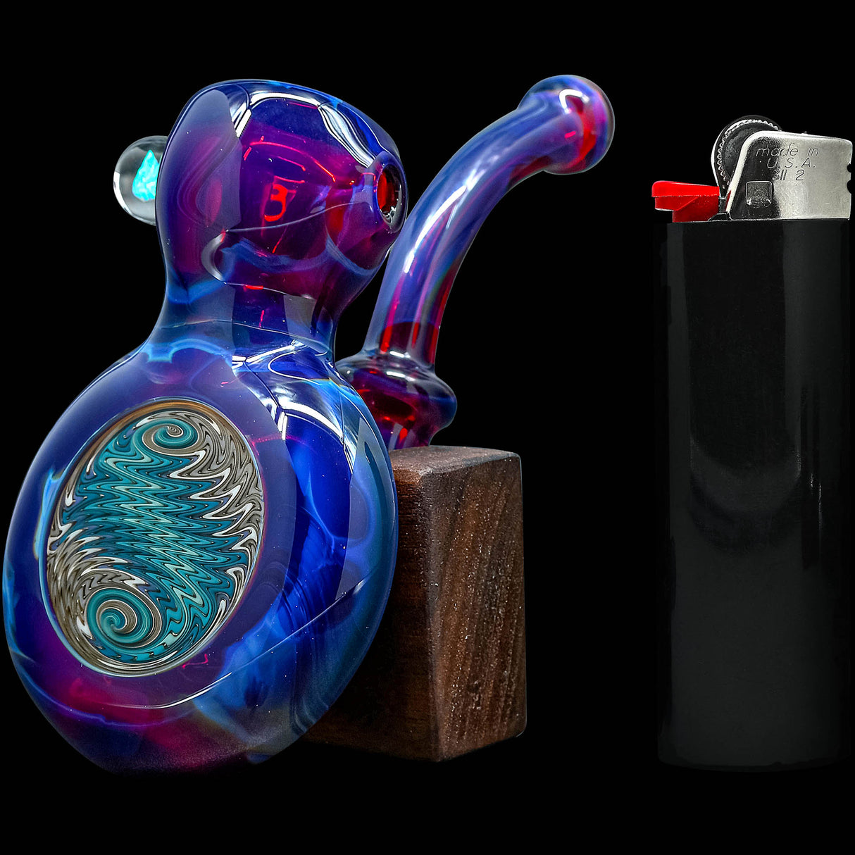Fumed Ruby Red Reversal Sherlock Glass Pipe by Chris Lezak