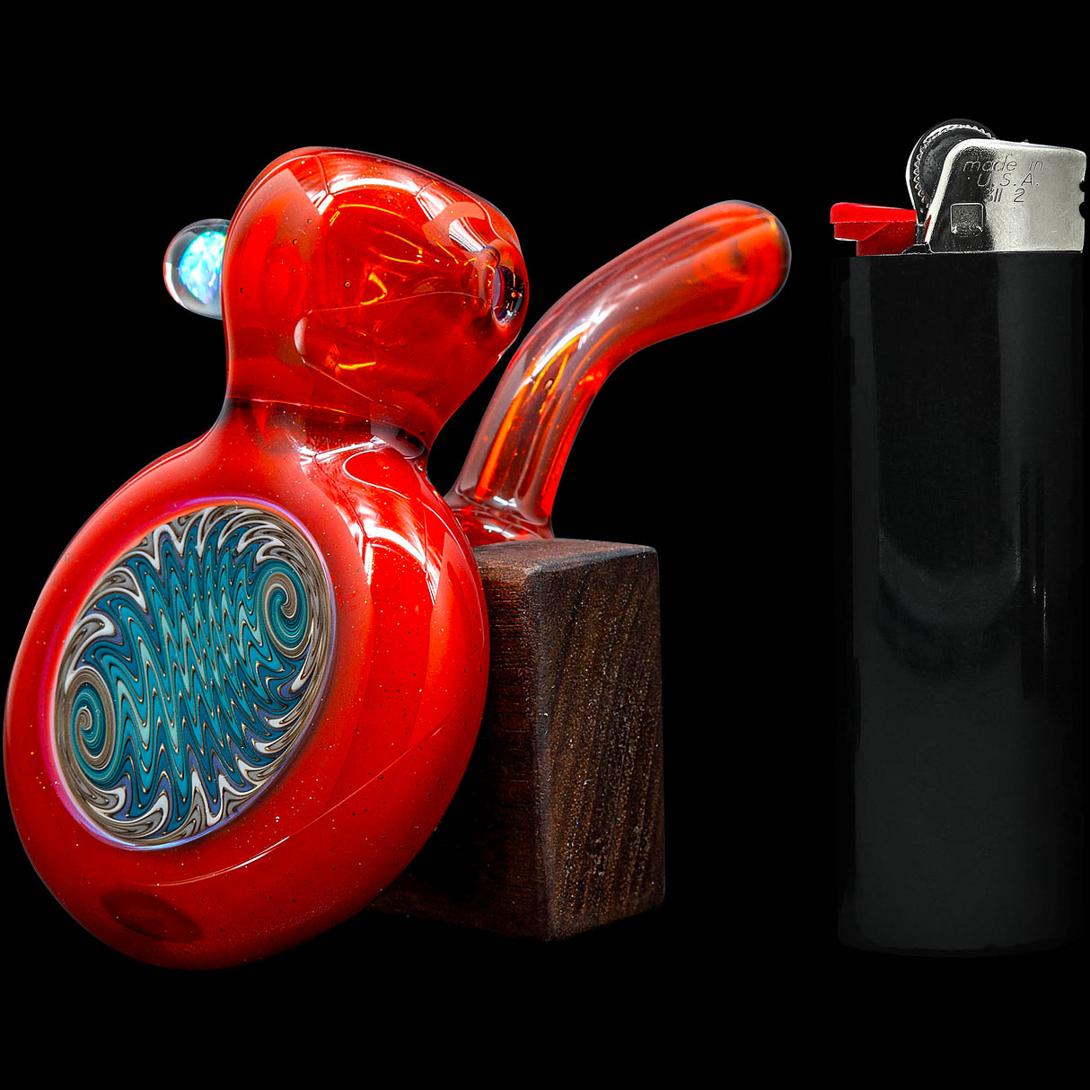 Fire Red Wave Reversal Sherlock Glass Pipe by Chris Lezak